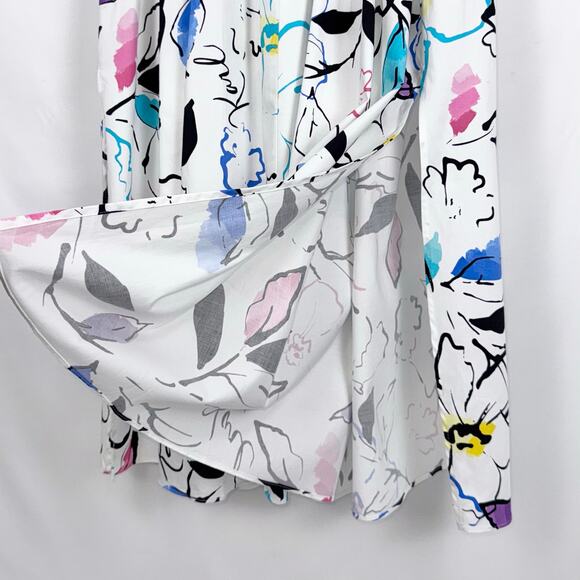 Karl Lagerfield Women's Artsy Maximalist Midi Dress Size 10 White Rainbow - Picture 11 of 16